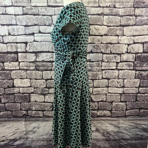 Harolds Brown & Aqua V-Neck Dress Size Small - Picture 5 of 10